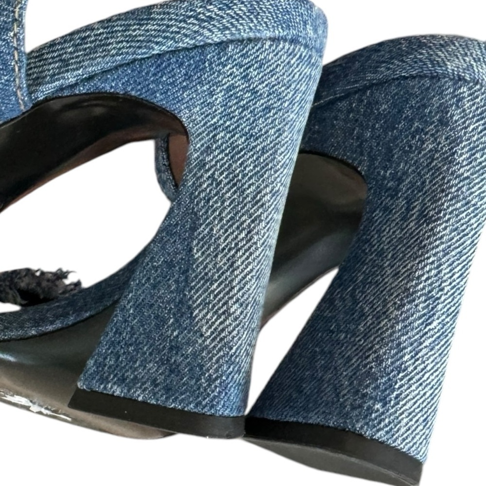 Ash Lover Ankle Strap Sandals Heels 39 Denim Studded - Picture 8 of 9